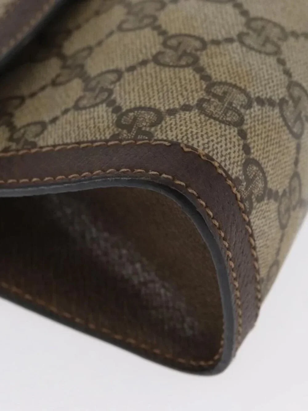 GUCCI GG Supreme Web Sherry Line Bag PVC Beige Gold 67 039 3087 Auth 173857